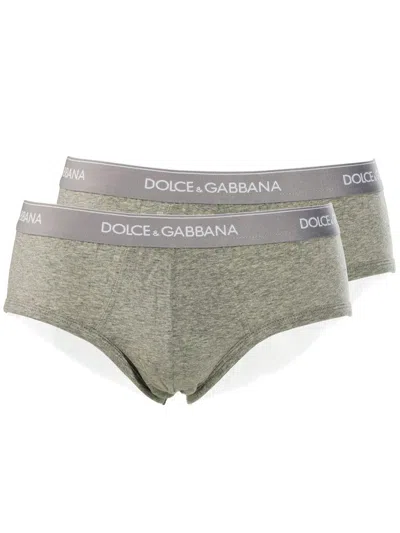 Dolce & Gabbana Brando Grey Bi-pack Briefs In Green