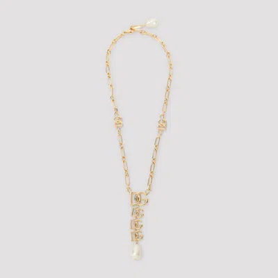 Dolce & Gabbana Brass & Plexiglass Necklace In Gold
