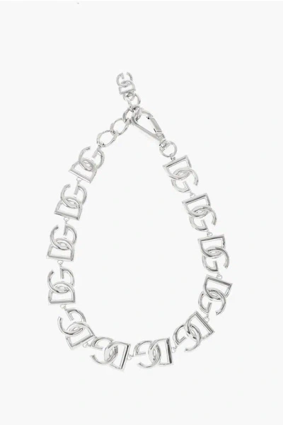 Dolce & Gabbana Brass Chain Necklace With Monogram In Metallic