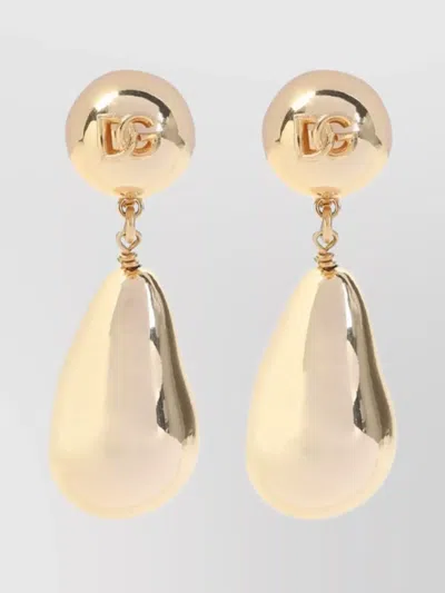 Dolce & Gabbana Brass Drop Clips Earrings In Grey