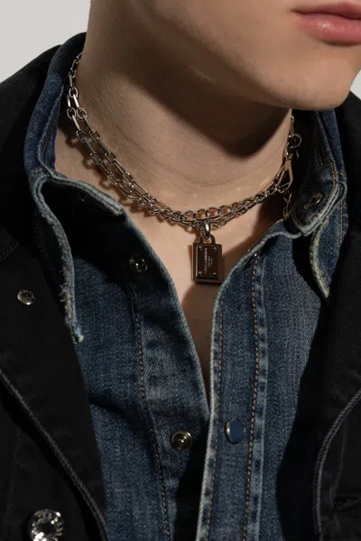 Dolce & Gabbana Brass Necklace In Silver