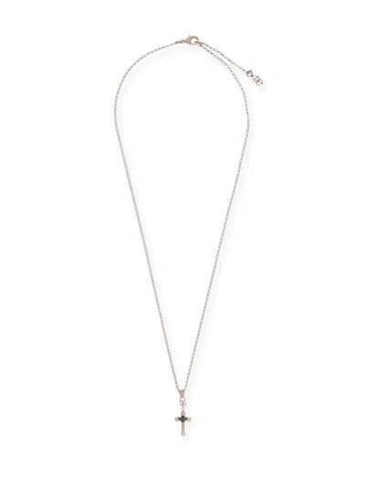 Dolce & Gabbana Brass Necklace With Iconic Crucifix In White