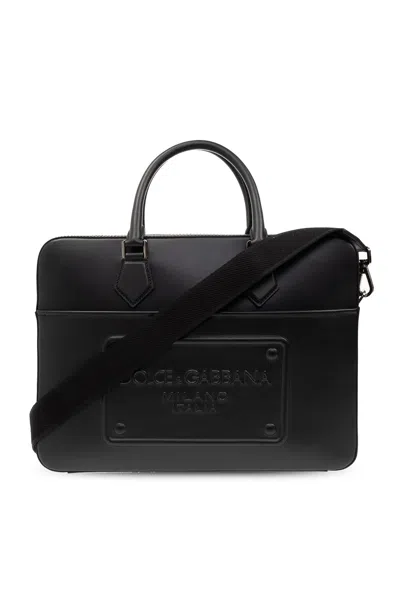 Dolce & Gabbana Briefcase With Logo In Nero