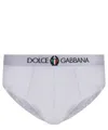 Dolce & Gabbana Elastic Waist Logo Briefs In White