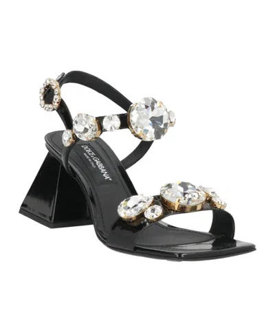 Dolce & Gabbana Bright Crystal Sandals In Black