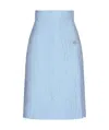 Dolce & Gabbana Floral Quilted Jacquard Midi Skirt With Dg Logo In Blue