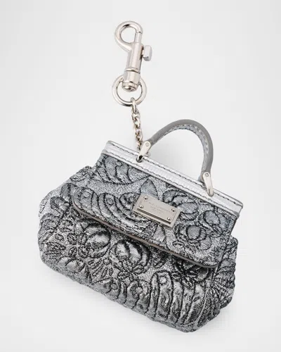 Dolce & Gabbana Brocade Airpods Case Bag Charm In Silver