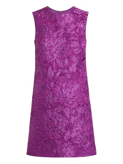 Dolce & Gabbana Brocade-effect Mini Dress In Purple