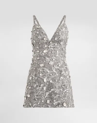 DOLCE & GABBANA BROCADE DRESS WITH EMBROIDERY