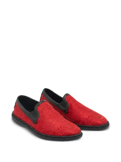 Pre-owned Dolce & Gabbana Brocade Espadrilles In Red
