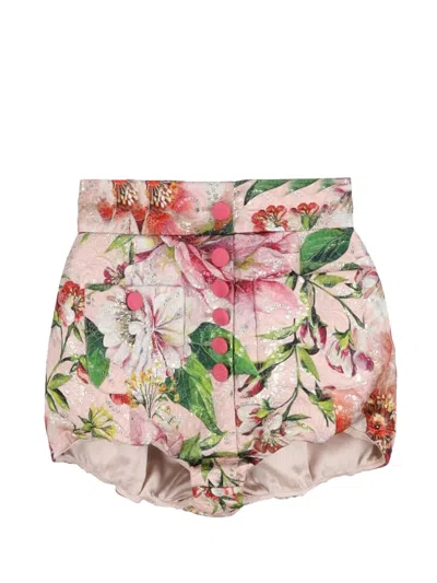 Pre-owned Dolce & Gabbana Brocade Floral Shorts In Pink
