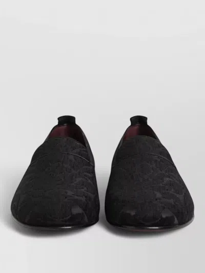 Dolce & Gabbana Brocade Loafers Slip On Men Dress Shoes In Black