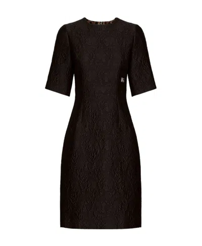 DOLCE & GABBANA DOLCE  GABBANA FLORAL-JACQUARD STRAIGHT HEM MIDI DRESS