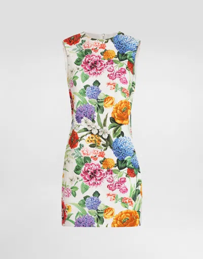DOLCE & GABBANA BROCADE MIDI DRESS WITH FLORAL PRINT