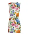 Dolce & Gabbana Floral-print Cotton-blend Jacquard Mini Dress In Multicolor