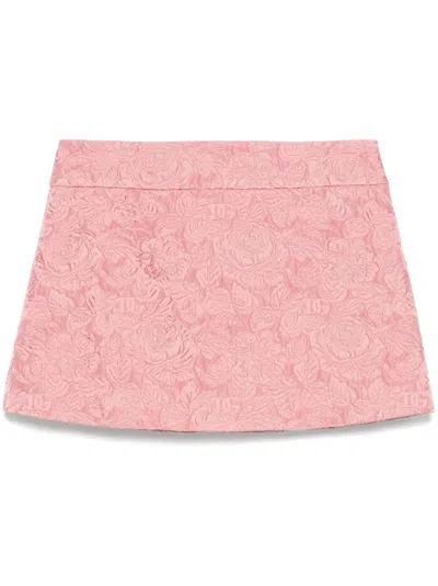 Dolce & Gabbana Minigonna In Broccato In Pink & Purple