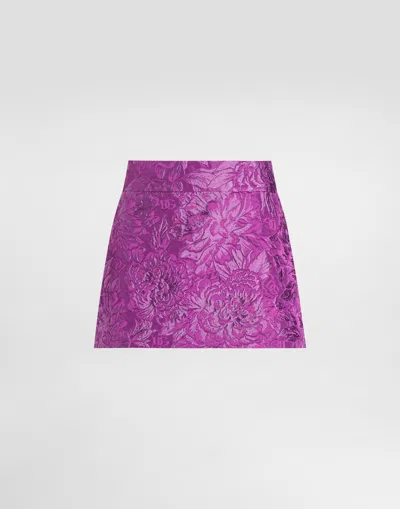 Dolce & Gabbana Brocade Miniskirt In Purple