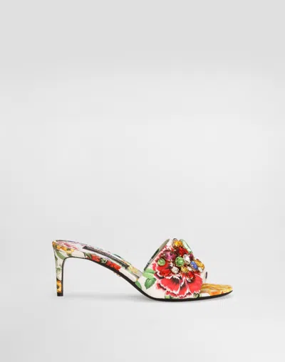 Dolce & Gabbana Brocade Mules In Print
