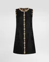 Dolce & Gabbana Peony Brocade Embellished Mini Dress In Black