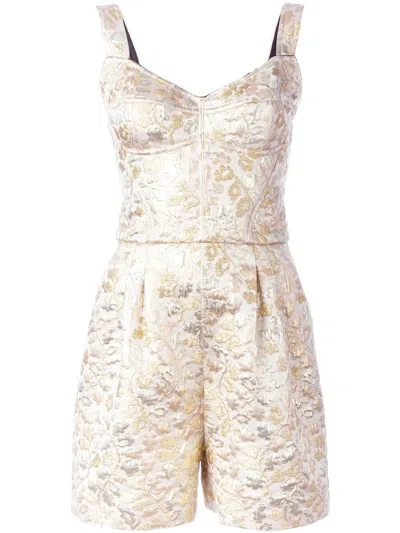 Dolce & Gabbana Brocade Playsuit In Gold