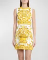Dolce & Gabbana Majolica Cotton-blend Brocade Minidress In Yellow Prt