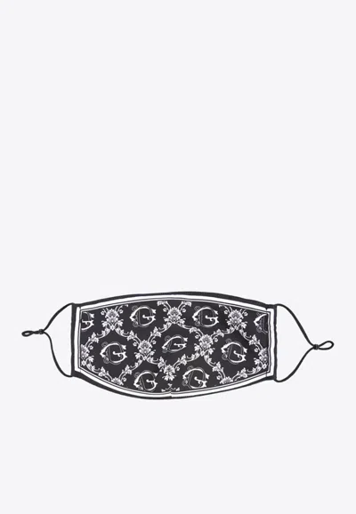 Dolce & Gabbana Brocade Print Poplin Face Mask In Black