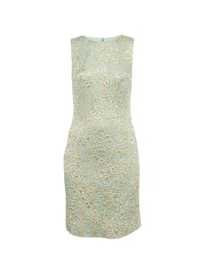 Pre-owned Dolce & Gabbana Brocade Silk Dress In Blue