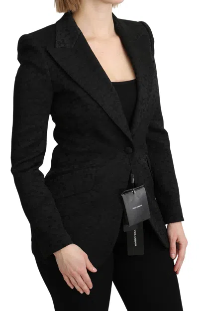 Dolce & Gabbana Brocade Single Breasted Blazer In Black