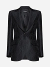 Dolce & Gabbana Single-breasted Jacquard Blazer In Black