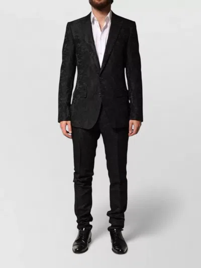 Dolce & Gabbana Brocade Single Breasted Two Piece Suit In Black