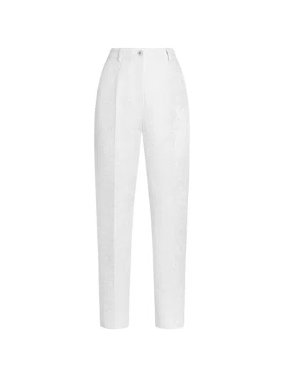 Dolce & Gabbana Brocade Trousers In White