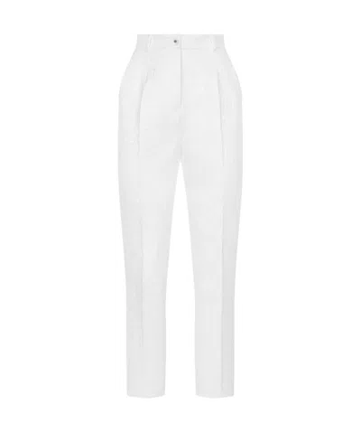 Dolce & Gabbana Brocade Trousers In White