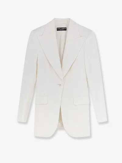 Dolce & Gabbana Brocade Turlington Blazer In White
