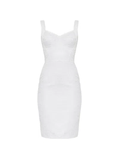 Dolce & Gabbana Brocade-effect Sleeveless Mini Dress In White