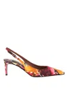 Dolce & Gabbana 60 Brocade Leather Slingback Pumps In Multicolour