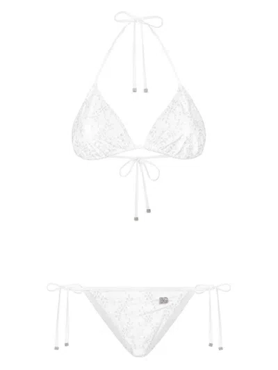 Dolce & Gabbana Broderie Anglaise Bikini In White