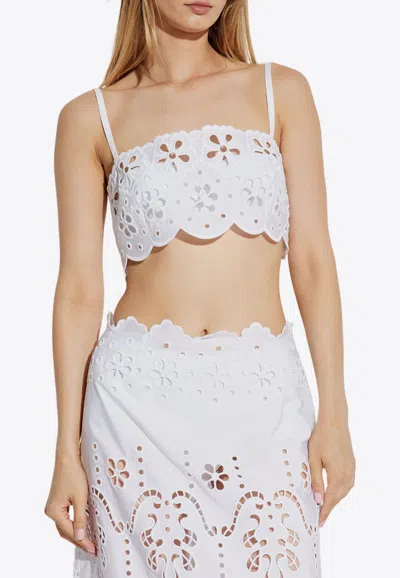 Dolce & Gabbana Broderie Anglaise Bralette Top In White