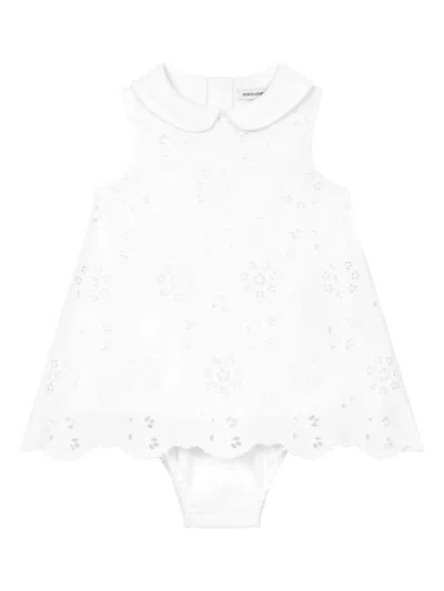 Dolce & Gabbana Babies' Broderie-anglaise Cotton Dress Set In White