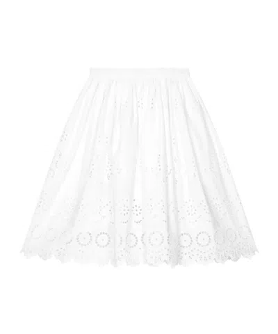 DOLCE & GABBANA BRODERIE-ANGLAISE COTTON SKIRT