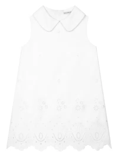Dolce & Gabbana Kids' Broderie Anglaise Dress In White