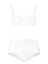 Dolce & Gabbana Broderie Anglaise High Waisted Bikini In White
