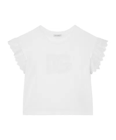 Dolce & Gabbana Kids' Broderie Anglaise T-shirt In White