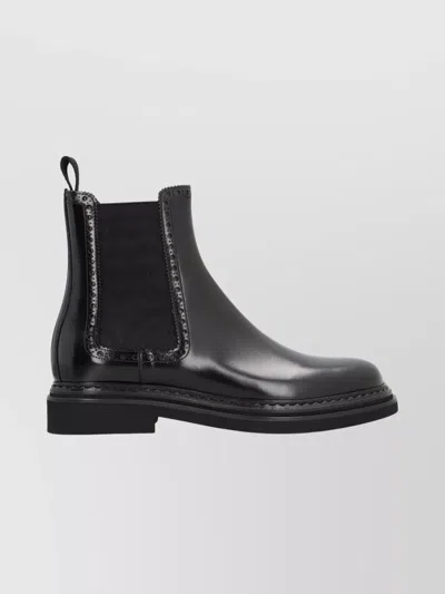 DOLCE & GABBANA BROGUE CHELSEA BOOTS FEATURING ROUND TOELINE