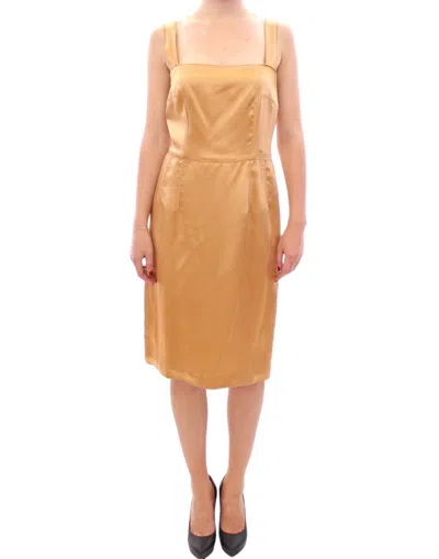 DOLCE & GABBANA DOLCE & GABBANA BRONZE SILK SHEATH WOMEN'S DRESS