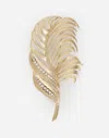 Dolce & Gabbana Brooch With Decorative Rhinestone-detailed Feather In Gold