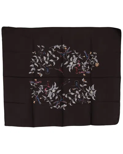 Dolce & Gabbana Brown 100% Silk Bird Print Wrap 80