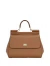 Dolce & Gabbana Sicily Medium Leather Shoulder Bag In Brown
