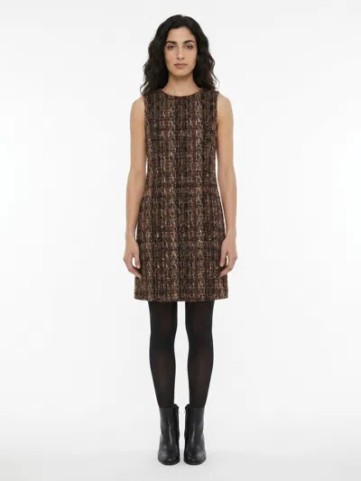 Dolce & Gabbana Boucle Wool-blend Shift Dress In Brown