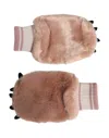 Dolce & Gabbana Brown Acrylic Knitted Fur Wrist Mitten Gloves In Brown