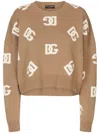 Dolce & Gabbana Dg Monogram Virgin Wool Jumper In Brown